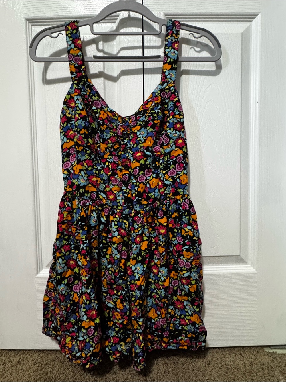 Wild Fable  Black Floral Mini Skort-Dress with Multicolor Blossoms